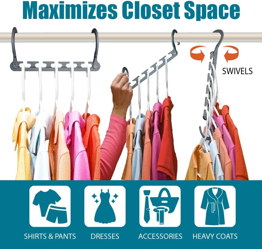 Wonder Hanger Max 30-Pack Space Saving Hangers, Reinforced Hooks Swivels 360° - Image 3