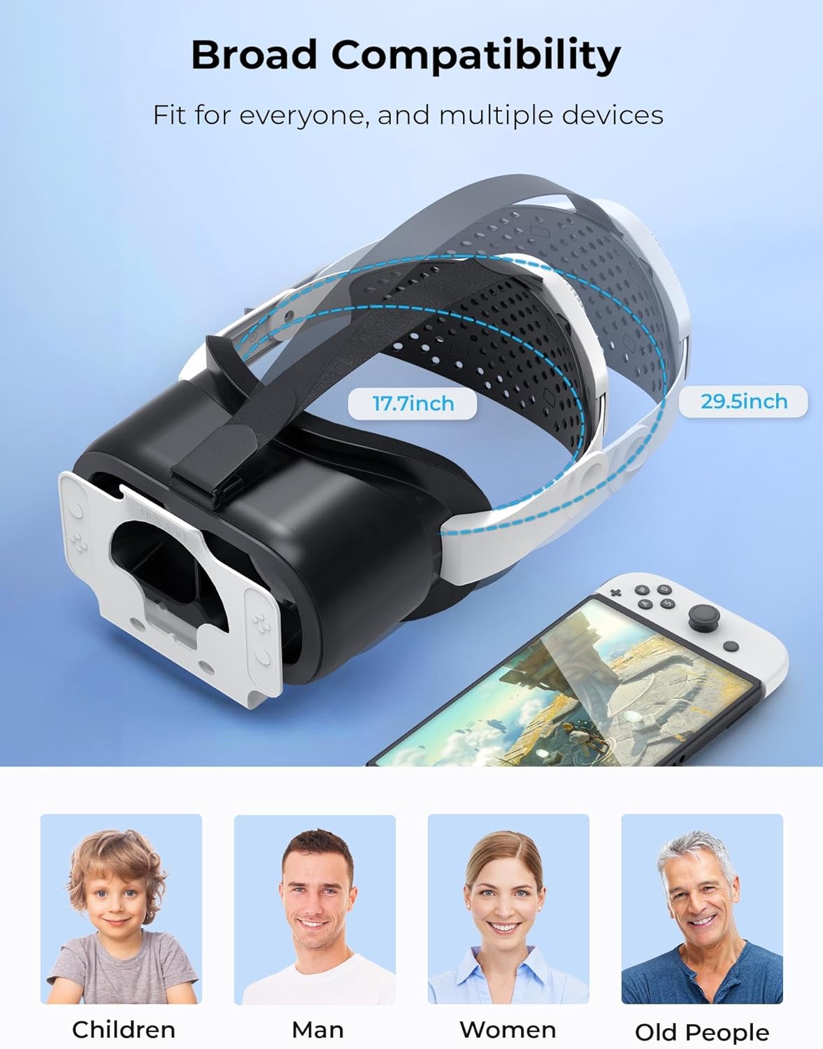 Upgraded VR Headset for Nintendo Switch, Switch OLED Model Virtual Reality Glasses with Adjustable HD Lenses and Head Strap, Labo VR Kit 3D Goggles Accessory