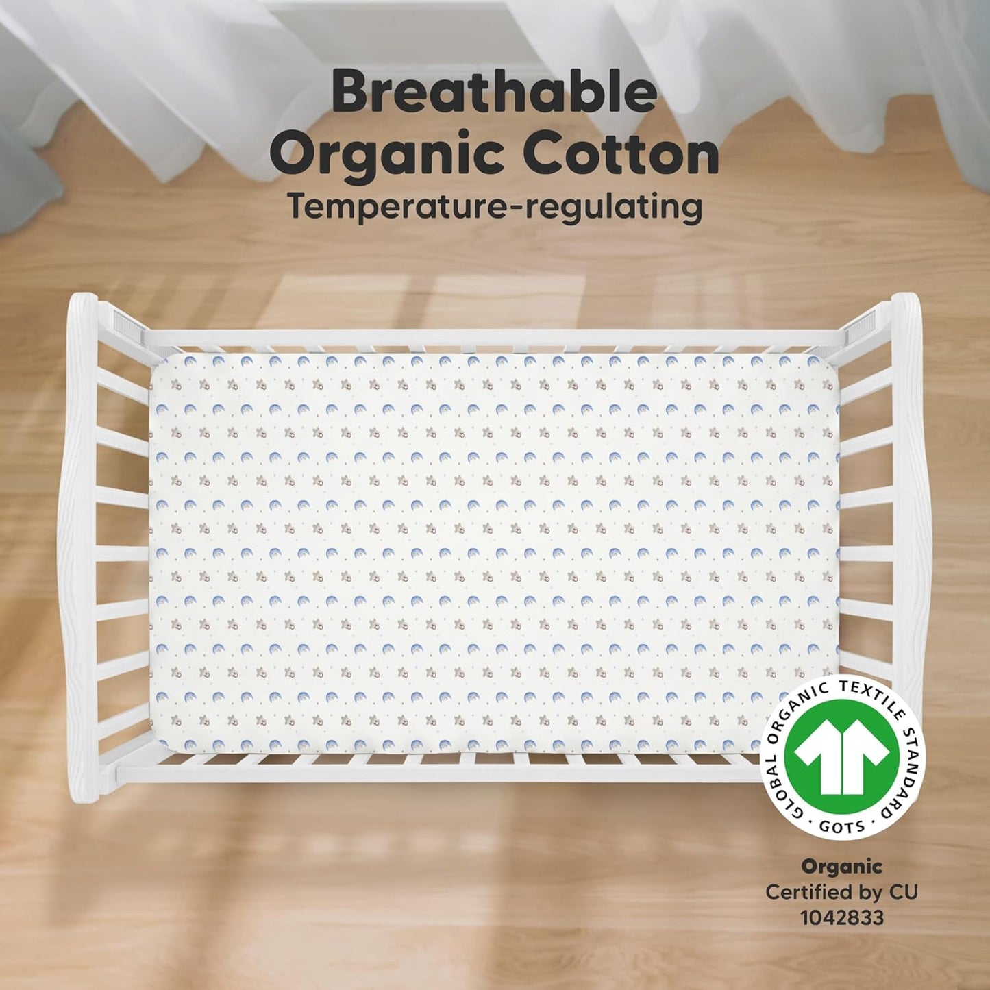 KeaBabies 2-Pack Organic Crib Sheets for Boys, Girls - 52x28 Fitted Crib Mattress Sheet Neutral, Breathable Jersey Cotton Cover for Baby Bed, Toddler Mattress, Soft & Cute Prints (Cosmo)
