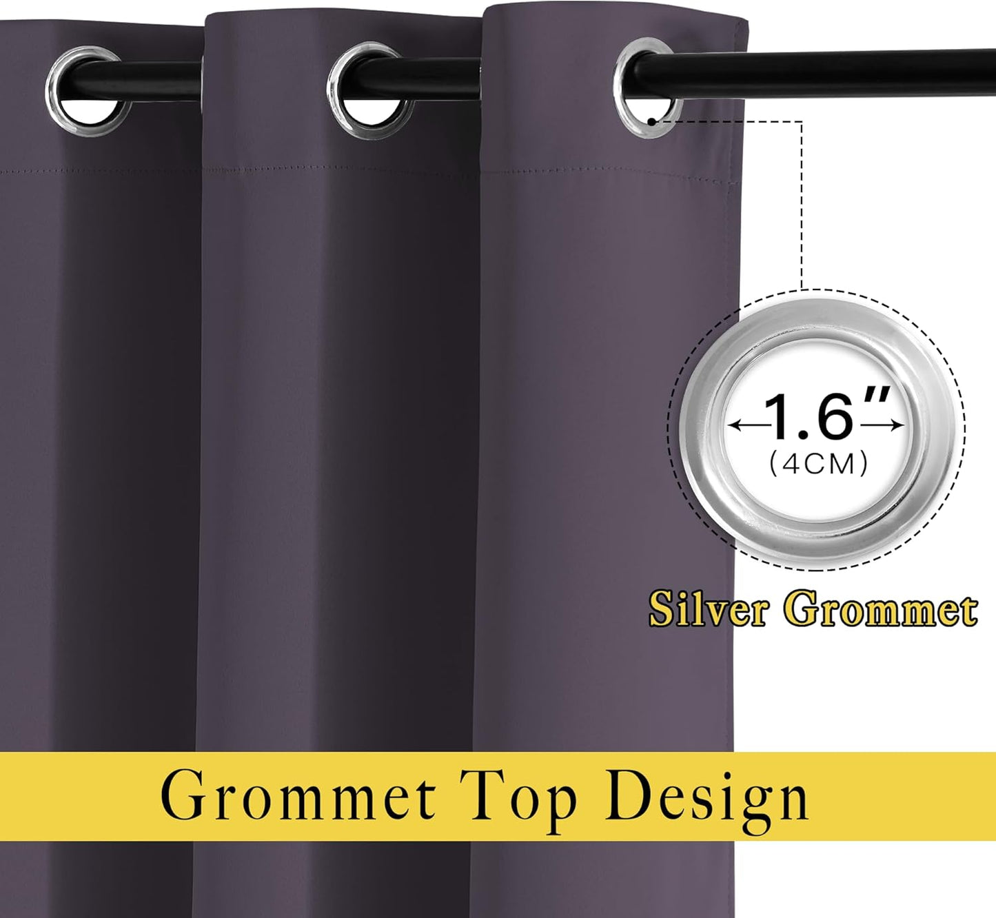 NICETOWN Bedroom Blackout Curtains and Drapes 54" L - Window Treatment Thermal Insulated Solid Grommet Blackout Draperies for Home Office (Greyish Purple, 2 Panels=92" Wide)