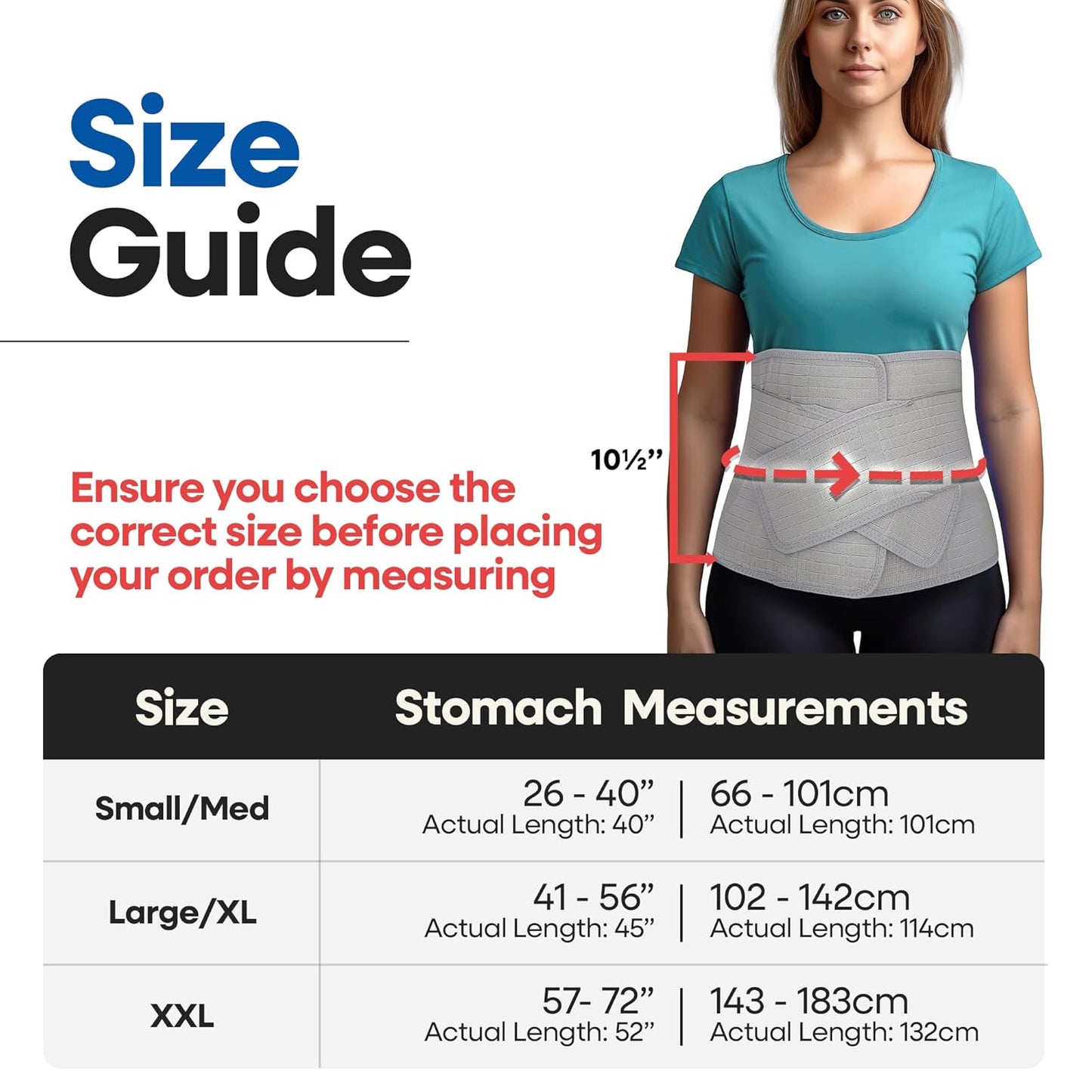 Abdominal Binder Post Surgery Tummy Tuck - Postpartum Belly Band Wrap | Post C Section Belly Binder Recovery | Stomach Compression Hernia Belt For Men or Women After Pregnancy, Hysterectomy S/M