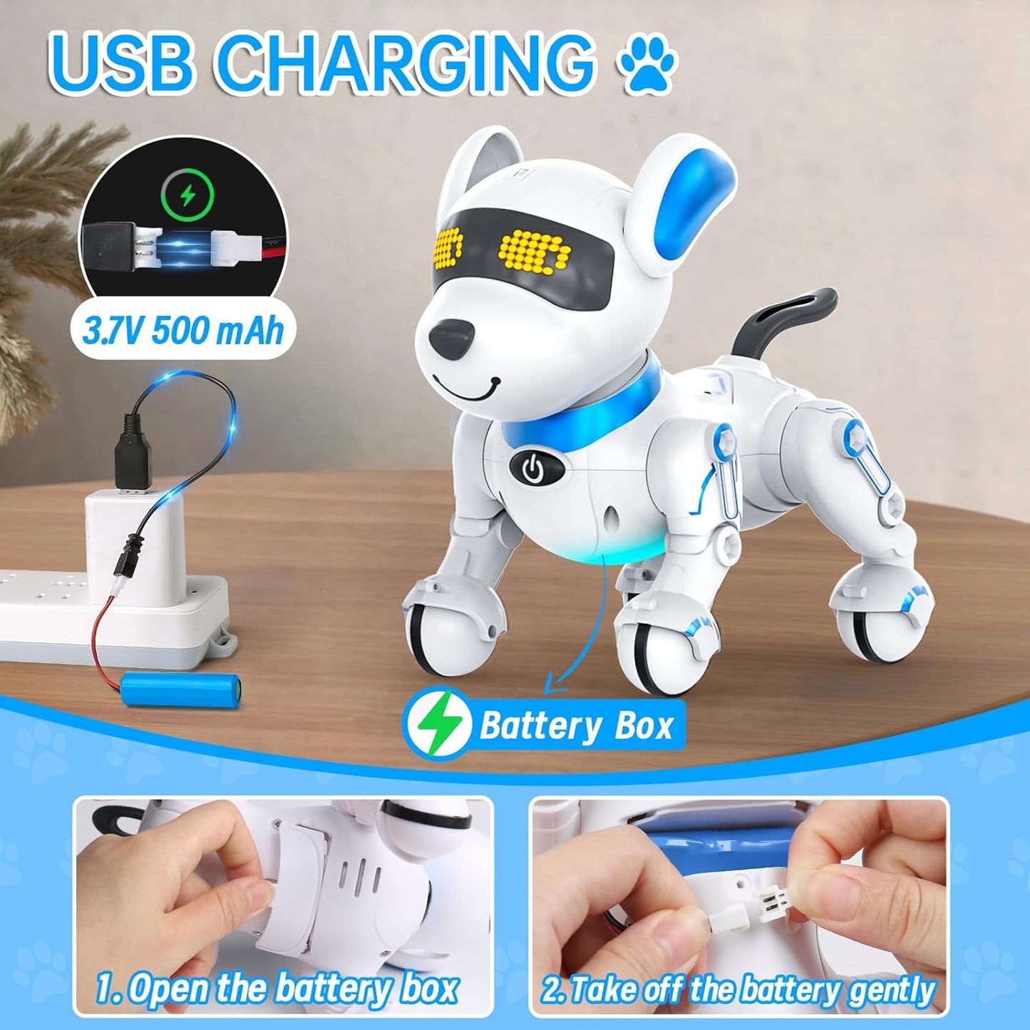 Dwi Dowellin Robot Dog for Kids 8-12,Remote Control Smart Robotic Dogs Pet Puppy Robotic Toy,Interactive Touch Walking Talking Toys for Boys Girls Christmas Birthday Gifts