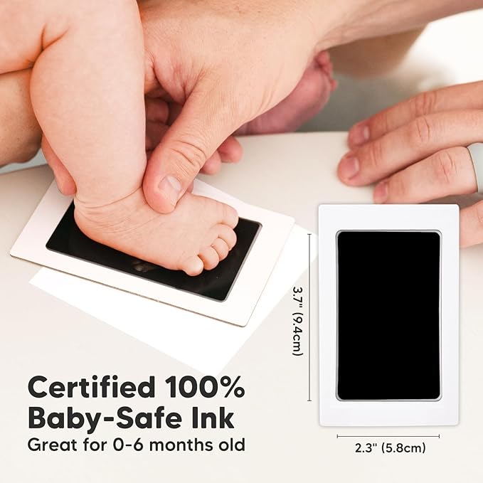 Inkless Baby Handprint and Footprint Kit for Newborn - Baby Footprint Kit, Newborn Keepsake Nursery Picture Frame,Dog Paw Print Maker,Personalized Gifts for New Mom,Showers & Registry(Petal Pink/Gold)