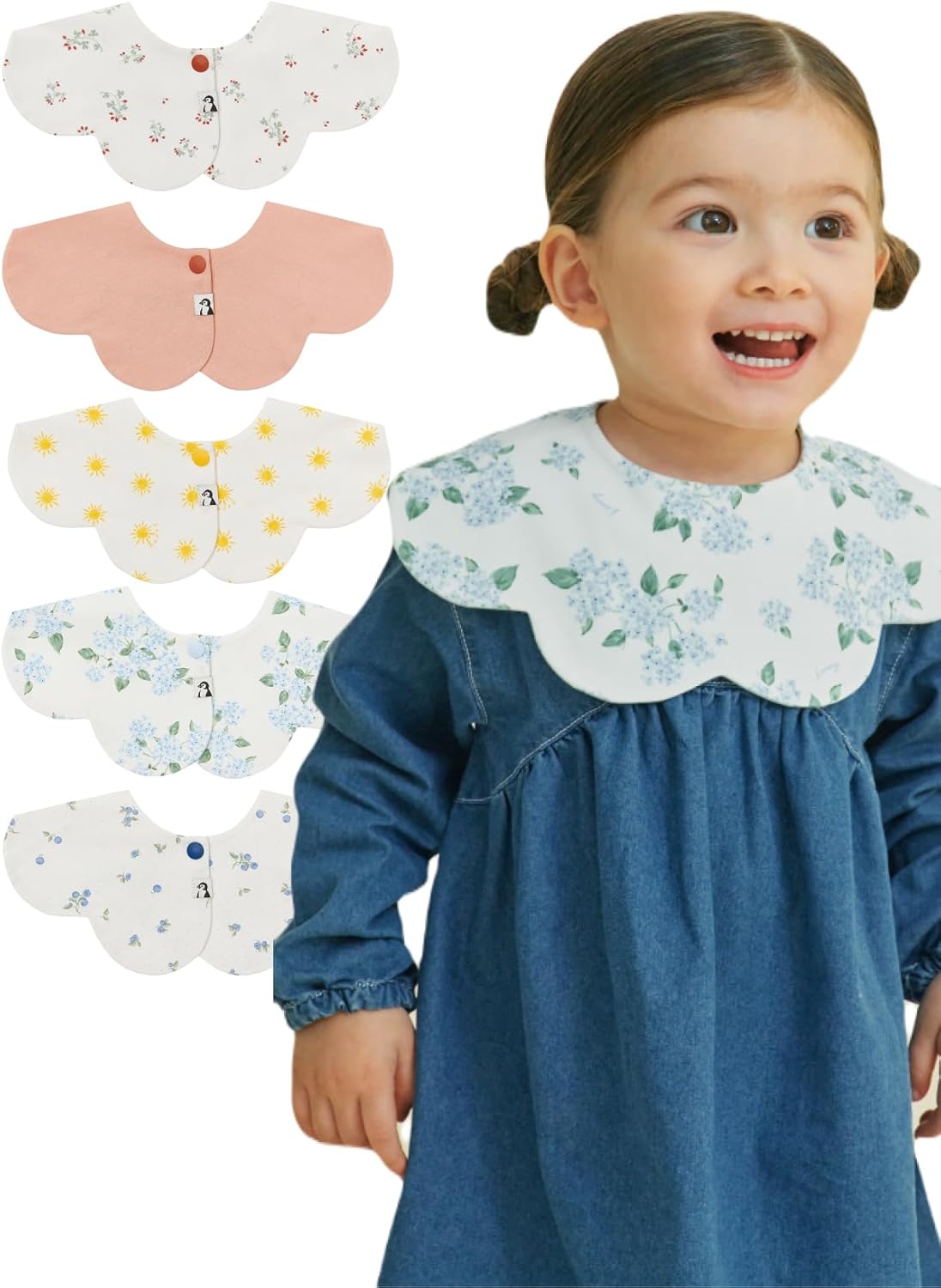 Konny Baby Bibs 5-Pack, 360 ° Rotate, Soft and Absorbent Bandana Drooling for Boys Girls baby Essentials