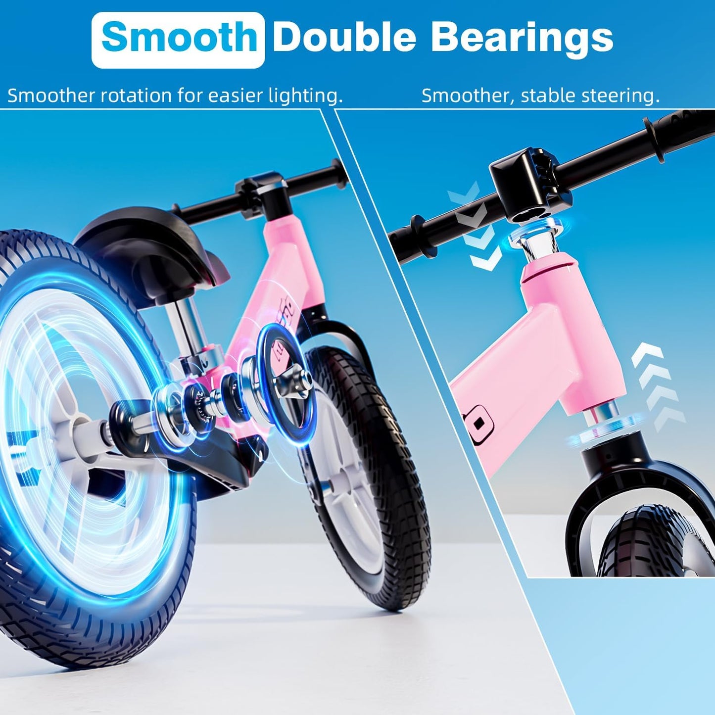 Ridego 12 or 14 Inch Balance Bike for Kids 2-6 Year Old,Lightweight Kids Bike with Adjustable Seat, Push Bicycle with Air Rubber Tires，Ride-on Toys Birthday Gift