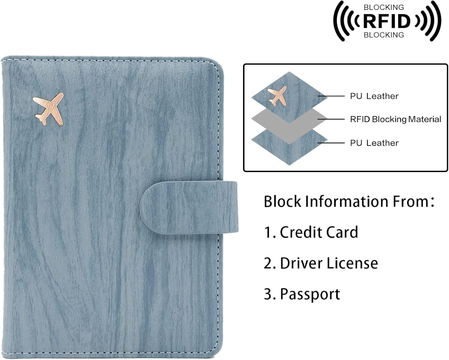 Melsbrinna Rfid Passport Holder for Travel women/Men, Cute Passport Wallet Rfid Blocking Card Slots, Rfid Passport Cover/CaseTravel Wallet, Passport Book Holder (1, Blue1)