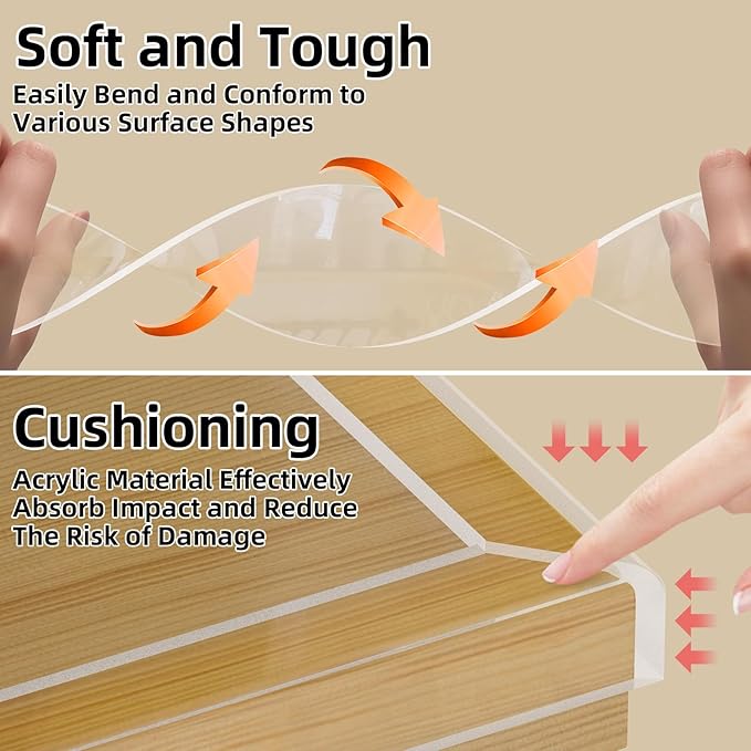 2Pack Clear Edge Protector,Safe Corner Protector, Anti-Sharp Edge Protector, for Furniture, Drawers, Tables, Cabinets 2inX3.28FT