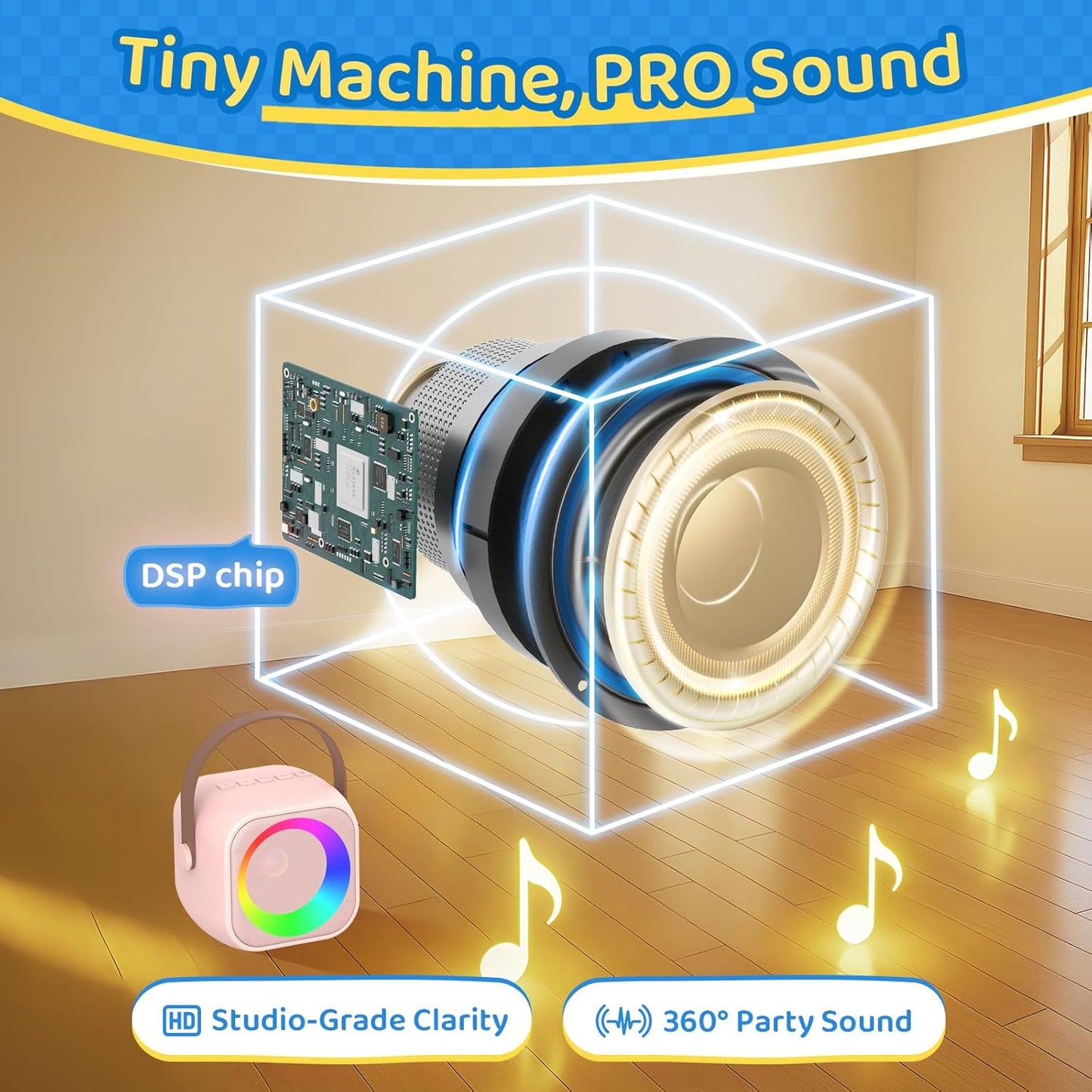 Karaoke Machine for Kids, Toys for 3-12 Years Old Girls Gifts, Kids Karaoke Microphone Machine Toy, Best Fun Christmas Birthday Gifts for 5 6 7 8 9 10 11 Years Teens Girl Boys Pink 2 Mic