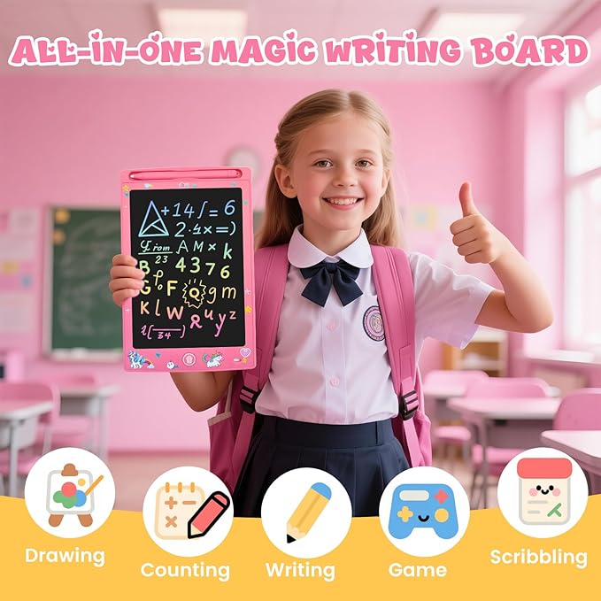 2 Pack LCD Writing Tablet for Kids, Erasable and Reusable Toddler Doodle Board in 8.5 inch, Ideal Educational Drawing Pad for Learning Toy for Ages 3-8 Gifts for Girls Boys
