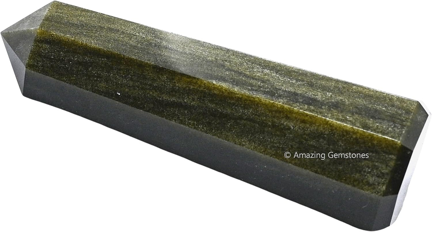 Amazing Gemstone Golden Sheen Obsidian Crystal Towers - Natural Healing Crystal Point Obelisk for Reiki Healing and Crystal Grid (2 Inch to 3 Inch)