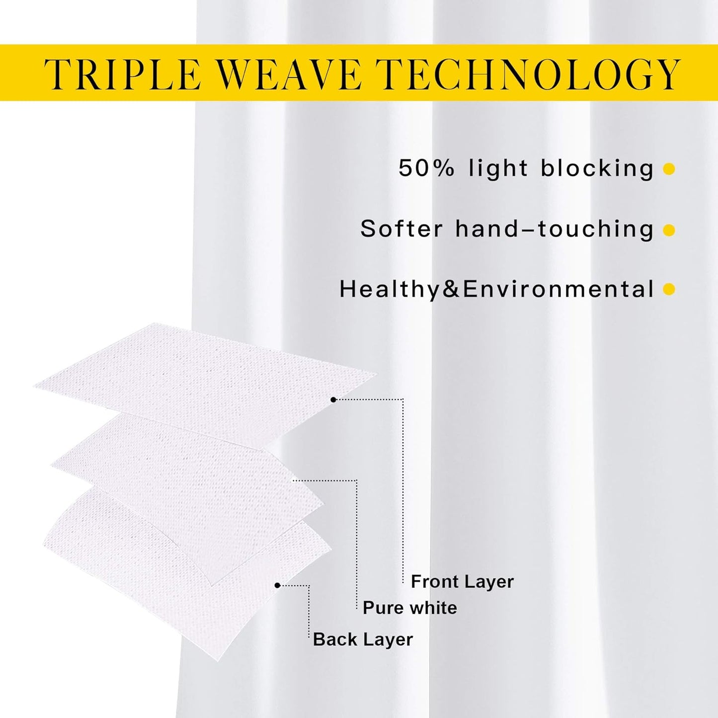 NICETOWN Long White Curtains for Patio - (52 inches Wide x 108 inches Long, White, 2 Panels) Home Decoration Grommet Top Drapes, White Bedroom Panels