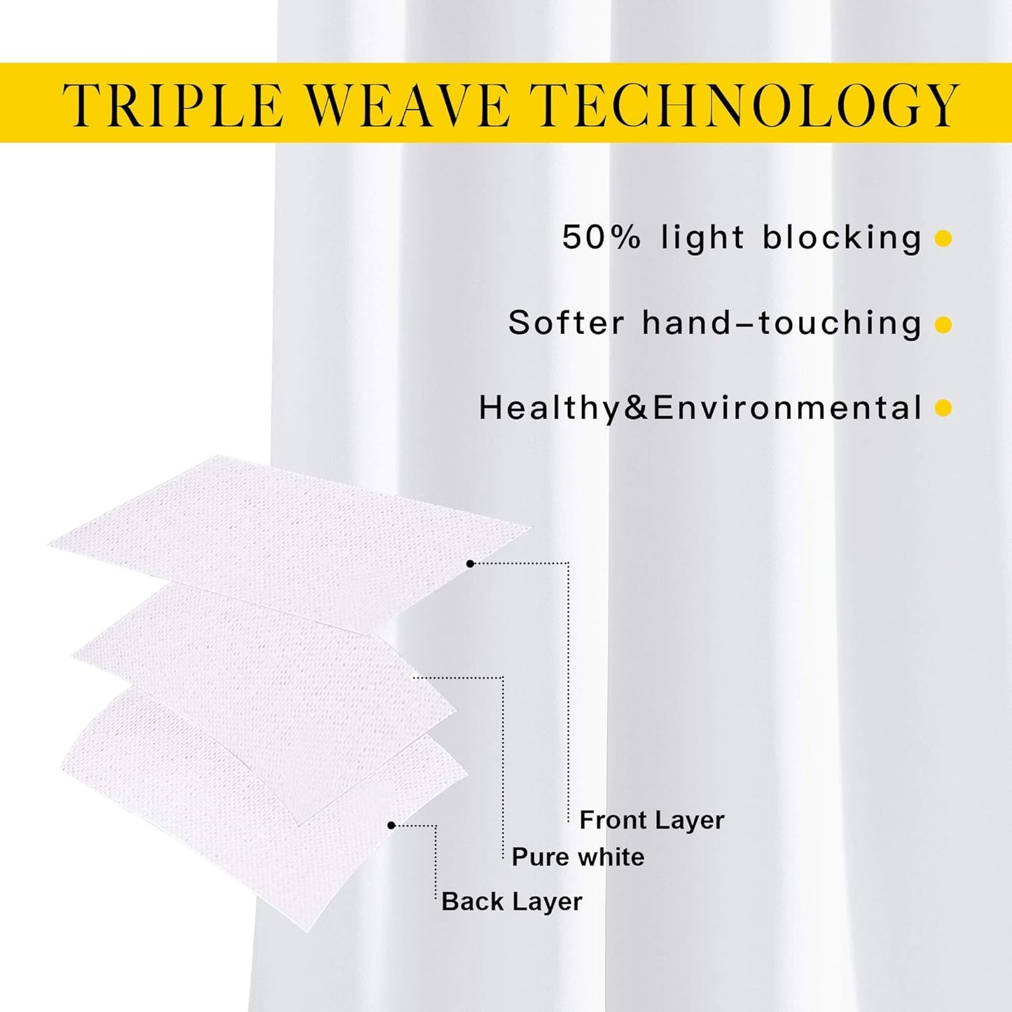 NICETOWN Long White Curtains for Patio - (52 inches Wide x 120 inches Long, 2 Panels) Home Decoration Grommet Top Drapes, White Bedroom Panels