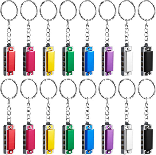 Ecally 32 Pcs Mini Harmonica Keychain for Kids Operation Christmas Favors Portable Wind Instruments 4 Holes 8 Tunes Harmonica Music Party Favors Cute Music Keychain Accessory (Multicolor)