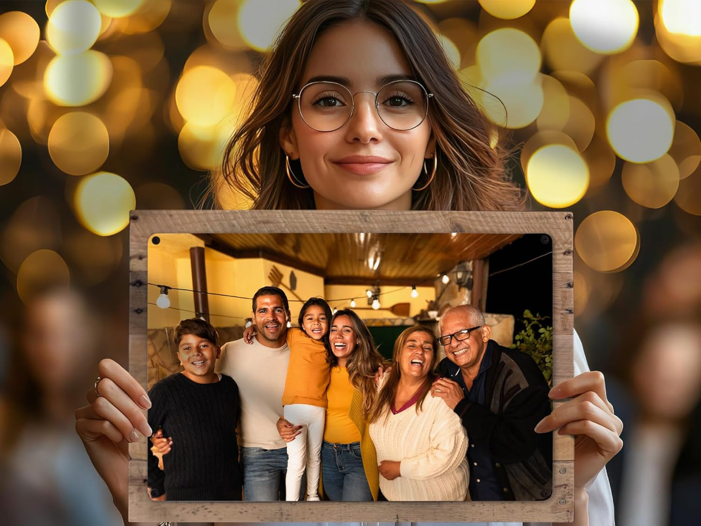 MUNDAZE Custom Portrait Metal Print on Reclaimed Wood Pallet Frame – Personalized Family Photo Gift – Glossy Aluminum Wall Art Keepsake – Made and Shipped in USA (14 x 10)