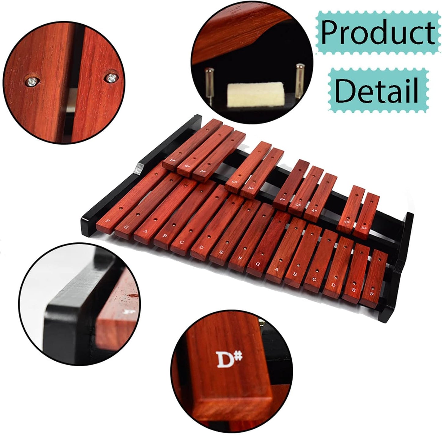 TNZMART 25 Note Xylophone Wooden Glockenspiel Xylophones with Mallet Professional Percussion Instrument (Xylophone)