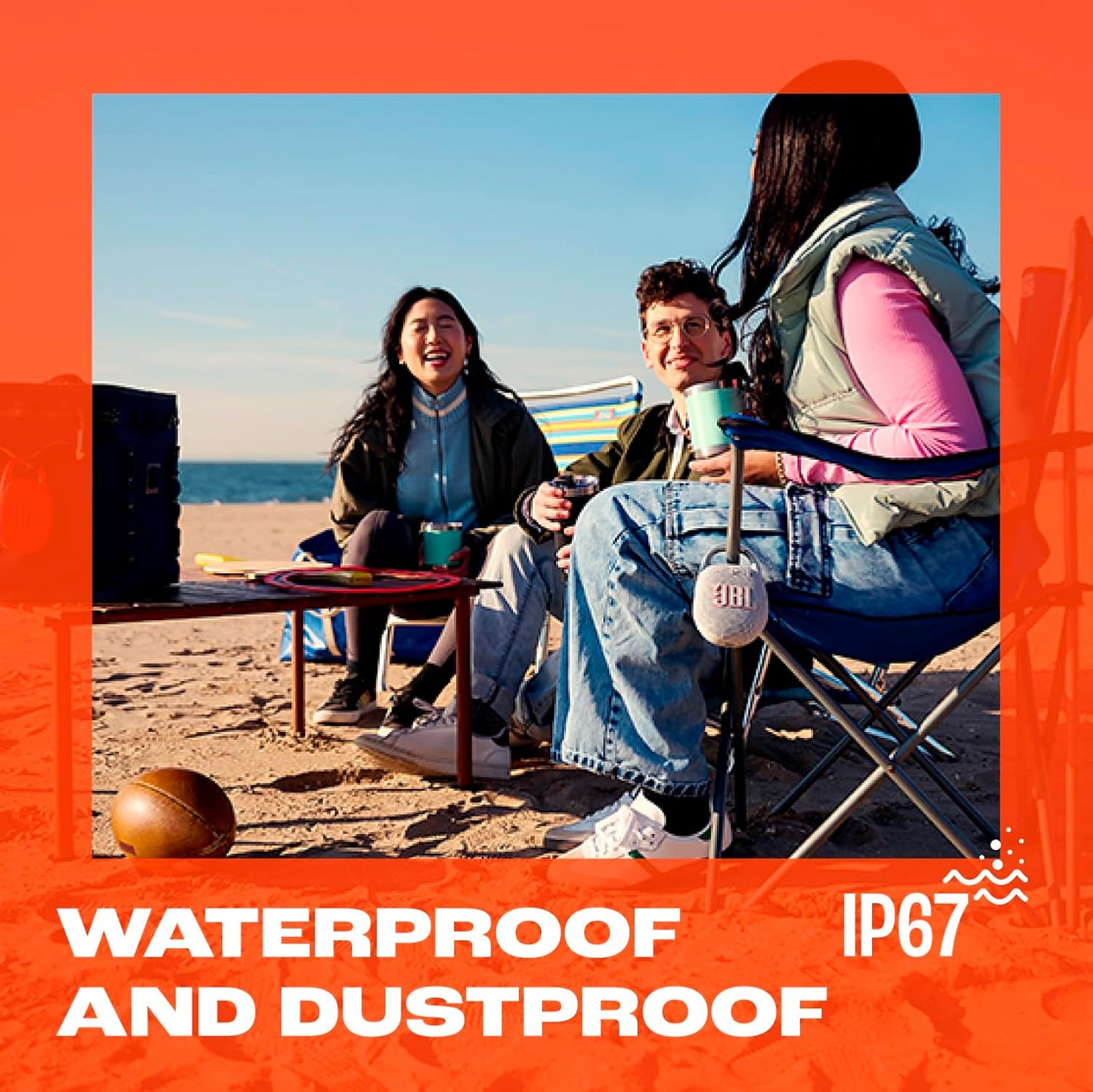 JBL Clip 5 - Ultra-Portable, Waterproof & Dustproof Bluetooth Speaker, Big Pro Sound with Punchy bass, Integrated Carabiner, Up to 12 Hours of Play, Made in Part with Recycled Materials (Sand)