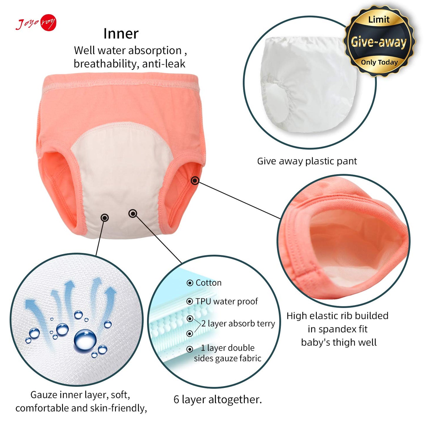 Joyo roy 6Pcs Toddler Underwear Training Panties Training Pants 2T Toddler Underwear Girls 2T Toddler Girl Training Underwear Girls Potty Training Underwear Training Pants 2T-3T
