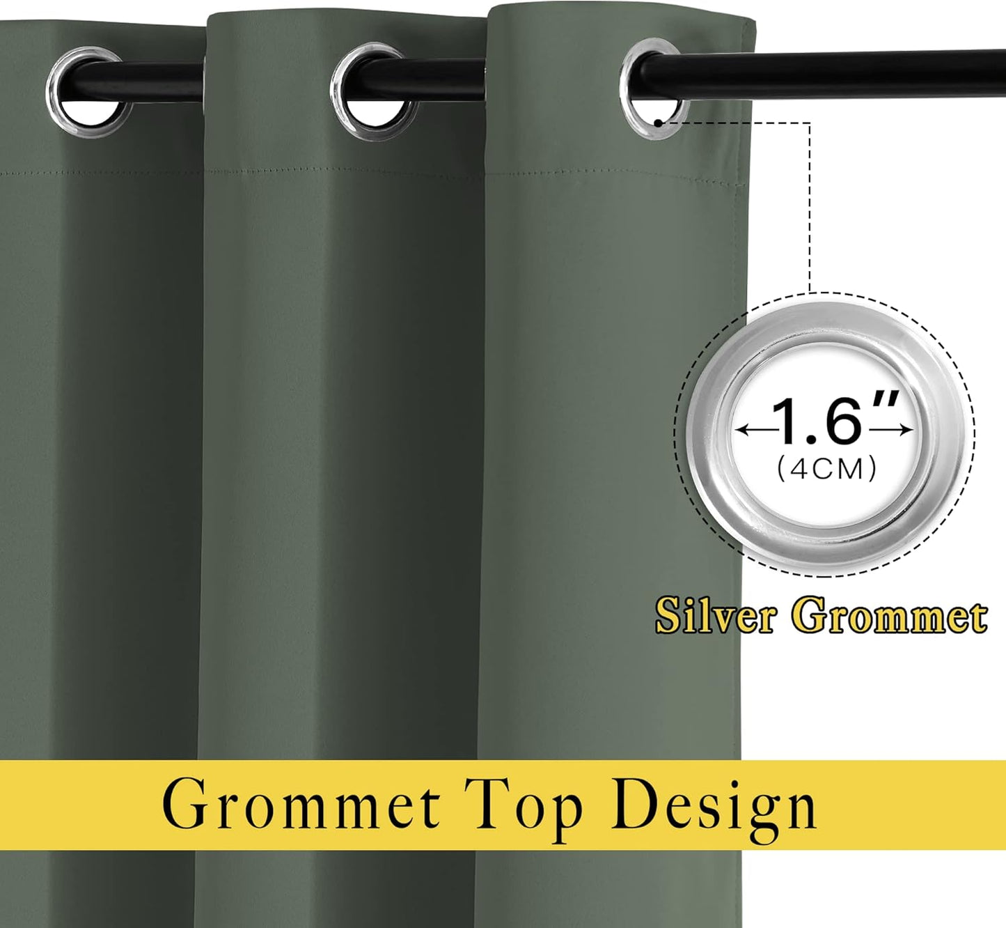 NICETOWN Room Darkening Curtains for Room Divider, Grommet Thermal Curtains Light & Sound Reducing Window Treatments for Sliding Glass Door, W66 x L118, Dark Mallard, 2 Panels