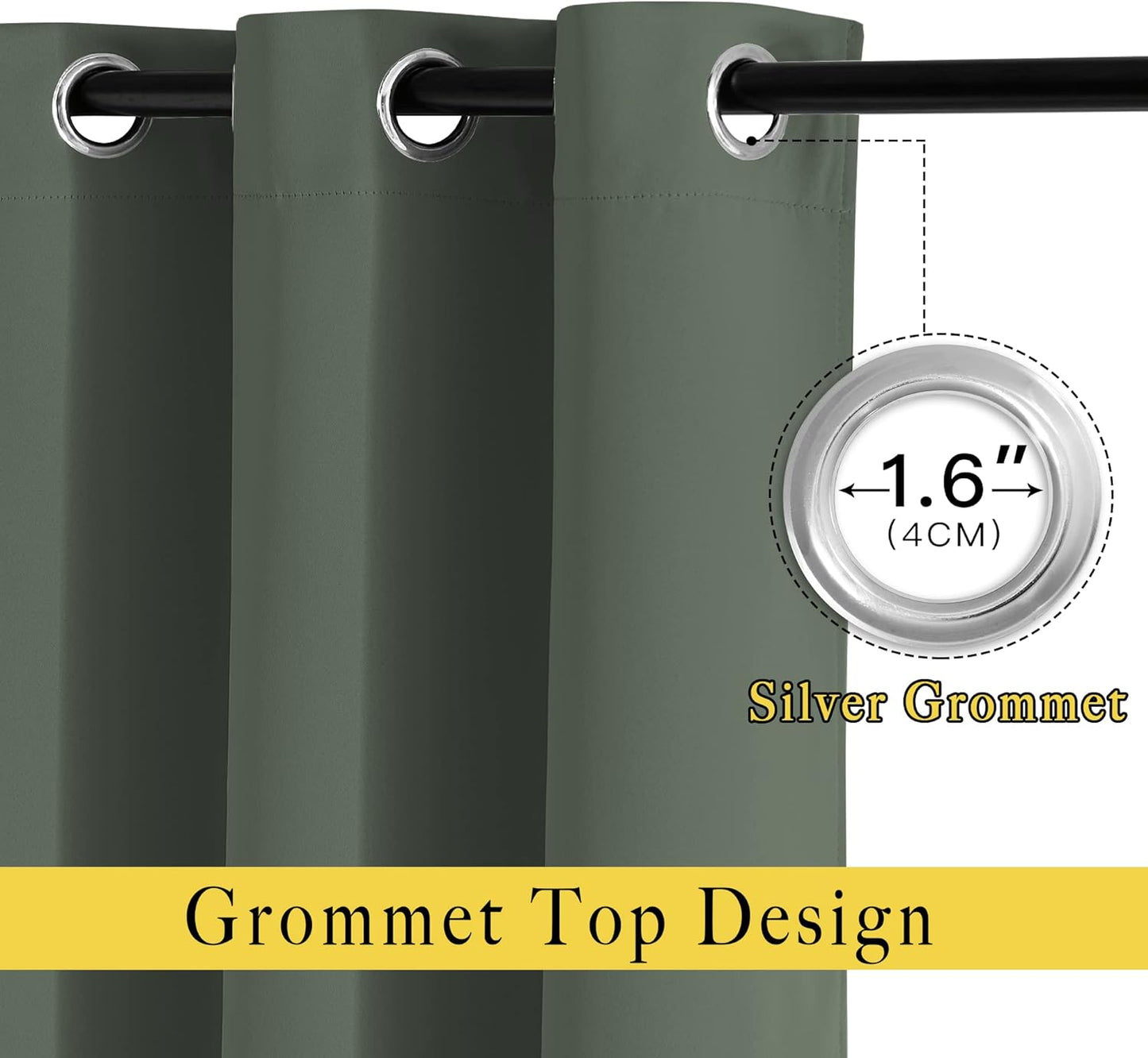 NICETOWN Room Darkening Curtains for Nursery, Grommet Thermal Insulated Light Blocking Window Treatments Sound Reducing for Bedroom, W37 x L72, 2 Panels, Dark Mallard
