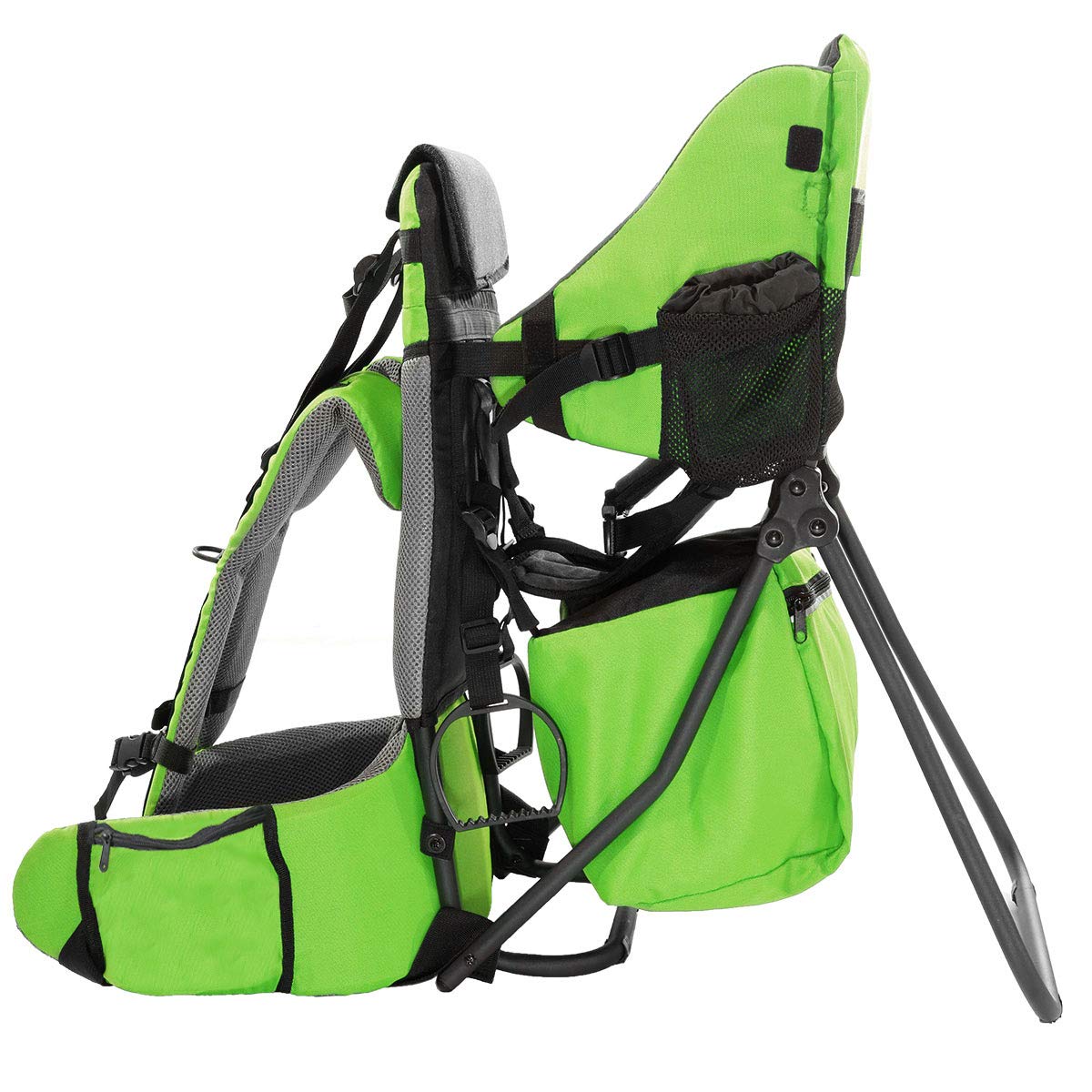 ClevrPlus Cross Country Baby Backpack Carrier, Green, Toddler Hiking Backpack with Comfortable Seat, Adjustable Straps & Belt, Foldable Frame Lightweight Large Capacity Child Carrier for Outdoor