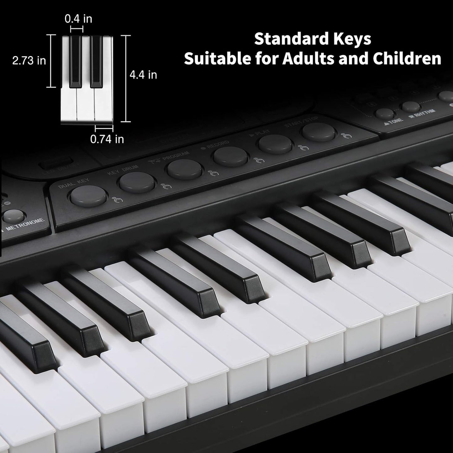 Hricane Keyboard Piano Lighted Keys for Beginner Adults Teens Kids, 61 Key Electronic Music Keyboard with Teaching Modes Powered by USB or Battery with LCD Display Microphone Headphone Jack