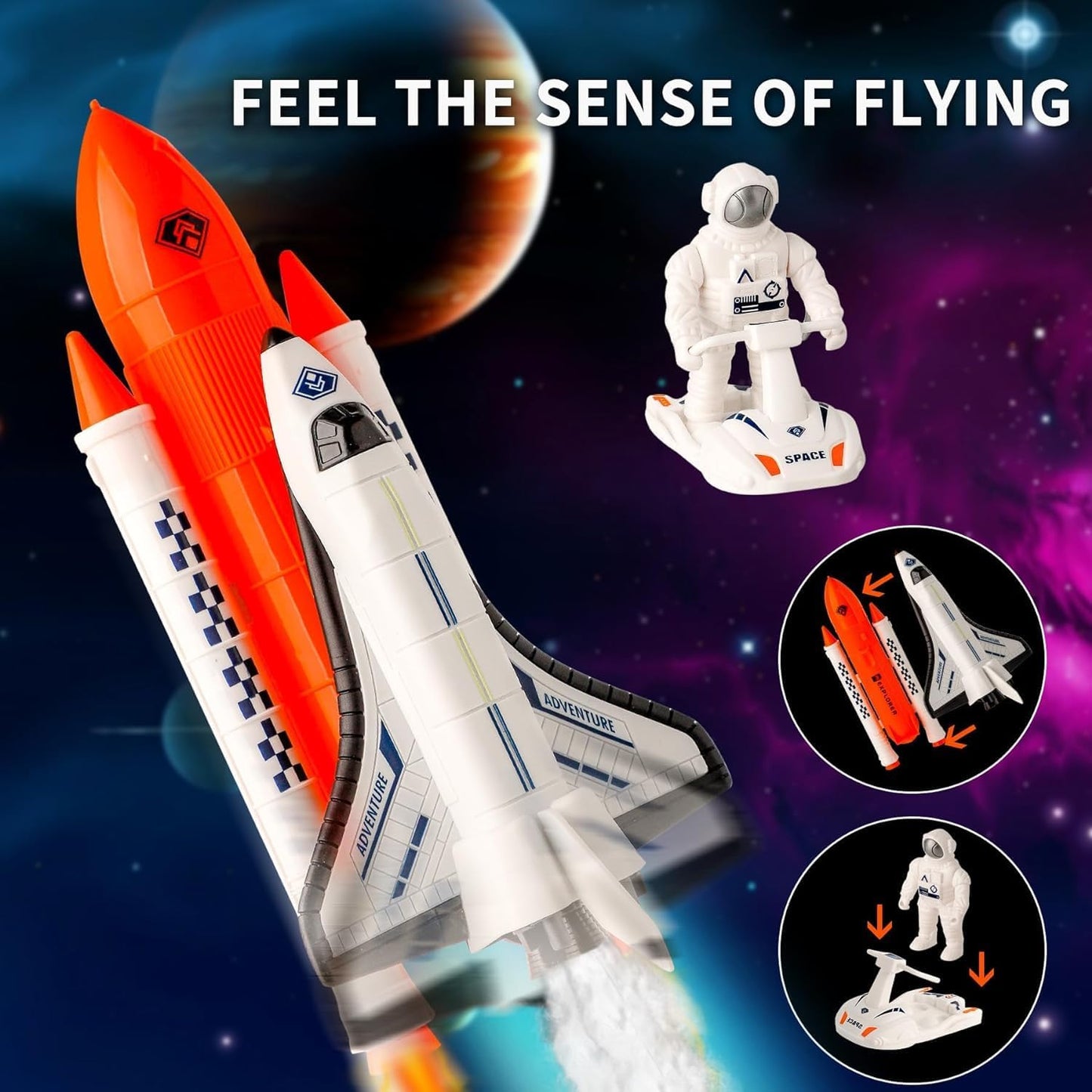 Concentration, Focus Space Toys, for Kids, Space Capsule Toy, Educational, Concentration, Learning, Space Shuttle Toys Rocket Toy, StemToy with Aircraft, SpaceRover, Astronautsl