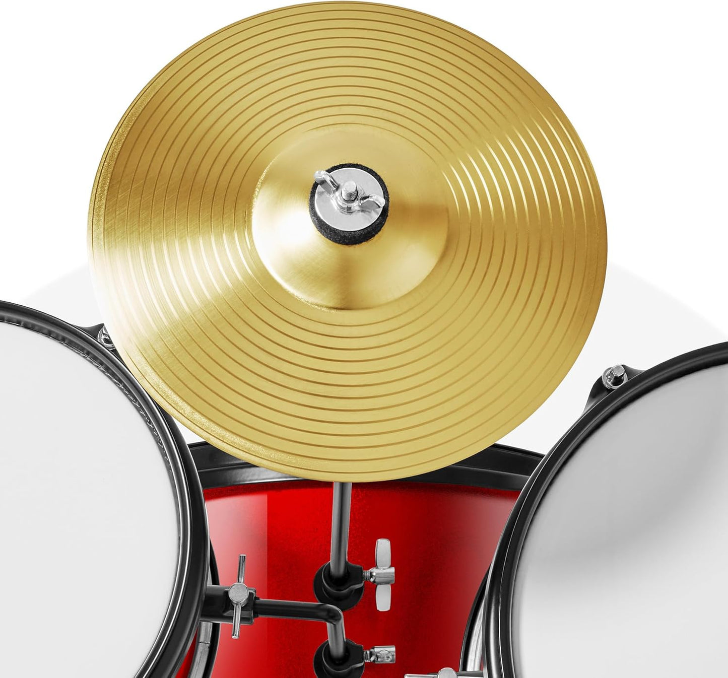 Gammon 3-Piece Junior Drum Set with Throne - Red, Complete Beginner Kit with Bass Drum, Toms, Cymbal, Pedal, and Drumsticks