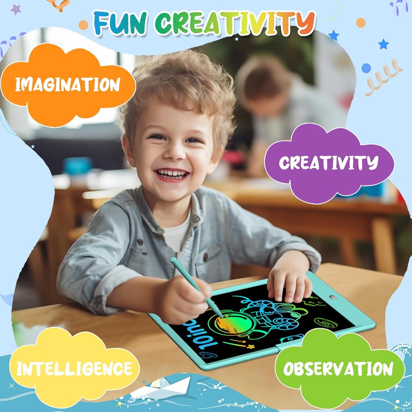 10 Inch LCD Writing Tablet for Kids 4 Pack Reusable Drawing Pad Colorful Toddler Writing Board Electronic Drawing Tablet Educational and Learning Toys for 3-8 Years Old Boys Girls