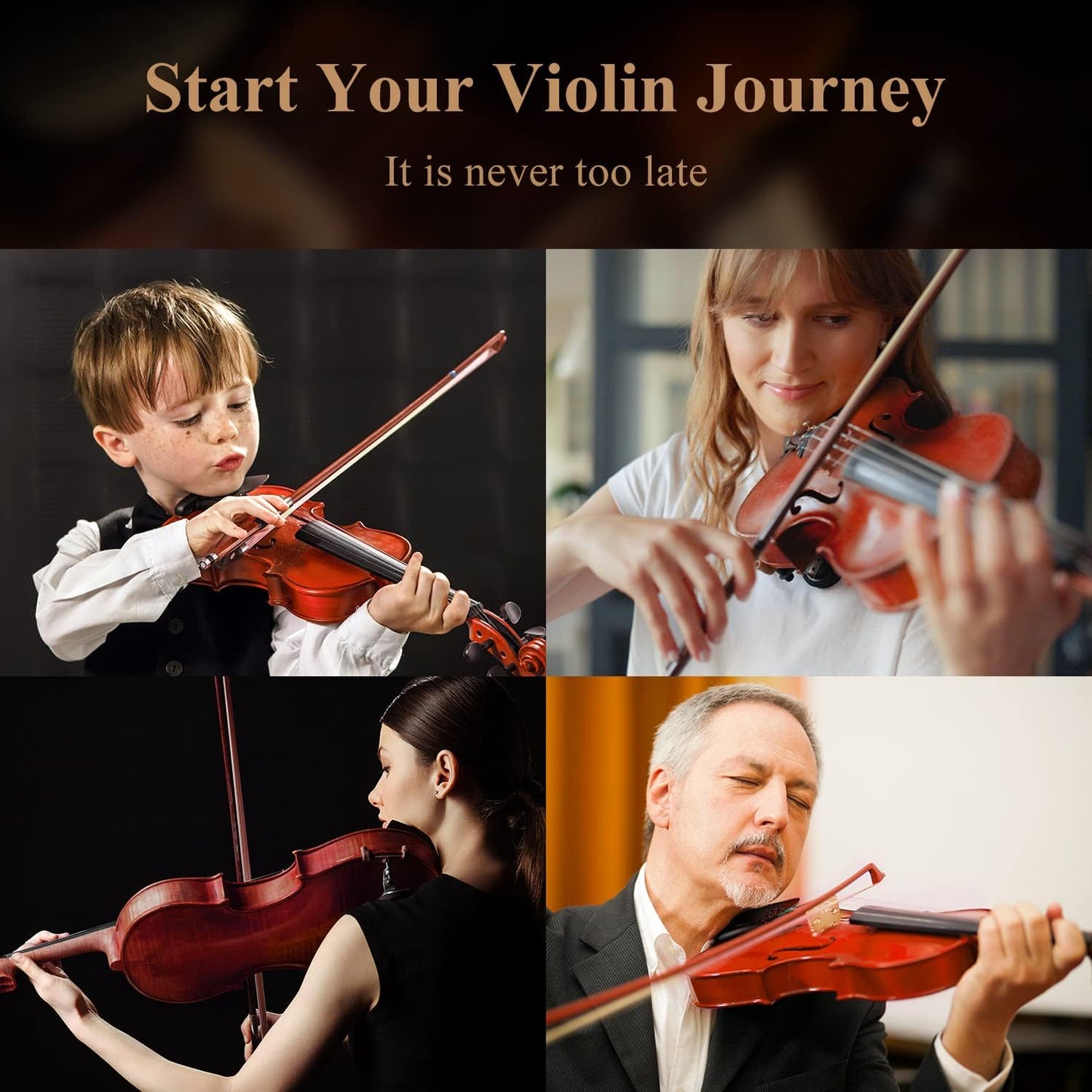 Eastar 1/4 Violin Set for Beginners, Fiddle Quarter Size with Hard Case, Rosin, Shoulder Rest, Bow, and Extra Strings (Imprinted Finger Guide on Fingerboard), EVA-2