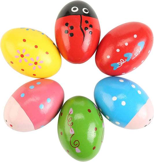 6Pcs Wooden Egg Shakers Hand Musical Maracas Percussion Instruments