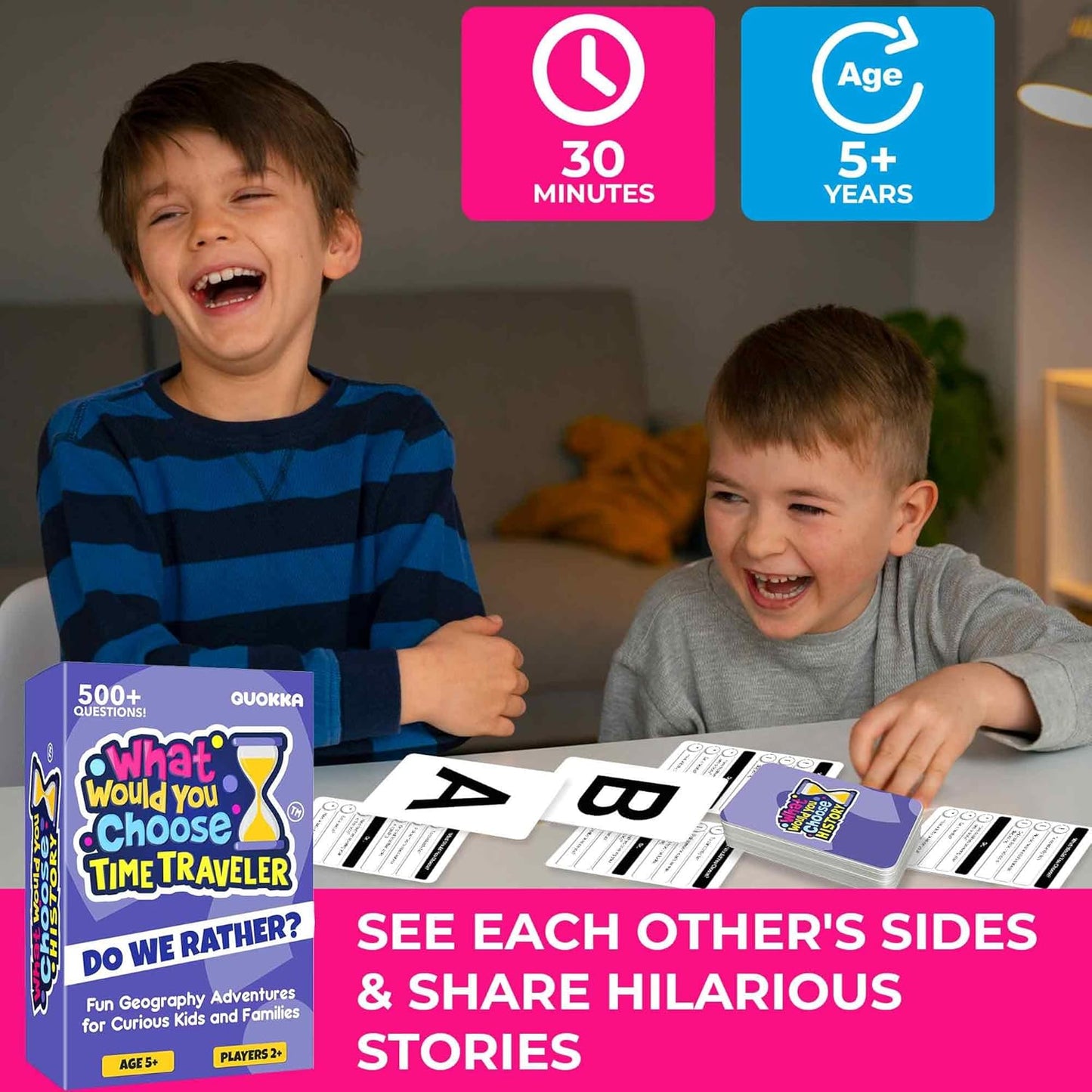 QUOKKA Board Game for 8-12 Year Olds - History Edition - Family Card Game for Kids Ages 5-8 - What Would You Choose | Pick Your Answer | Get to Know You - Fun Game Night for Boys & Girls