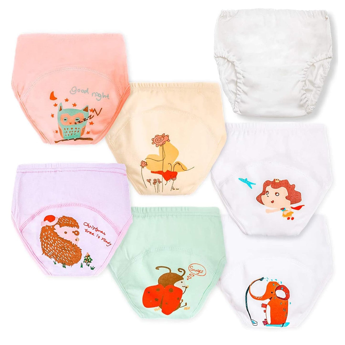 Joyo roy 6Pcs Potty Training Underwear 2T-3T 100% Cotton Soft Absorbent Toddler Toilet Training Pants Waterproof Toddler Underwear Girls 3T Baby Pee Pants with Potty Sticker Chart for Kids