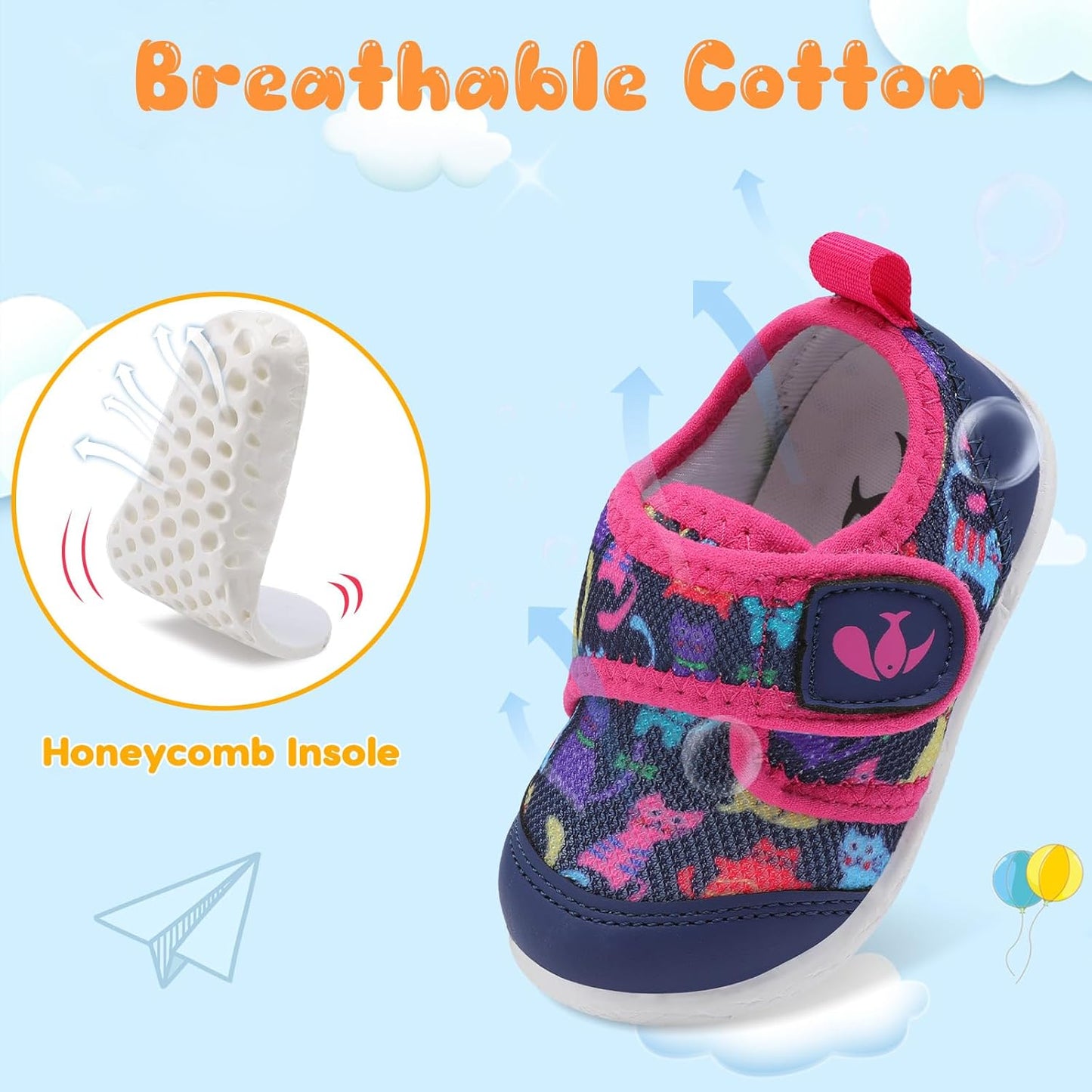 FEETCITY Baby First Walking Shoes Boys Girls Infant Sneakers Crib Shoes Breathable Lightweight Slip On Shoes