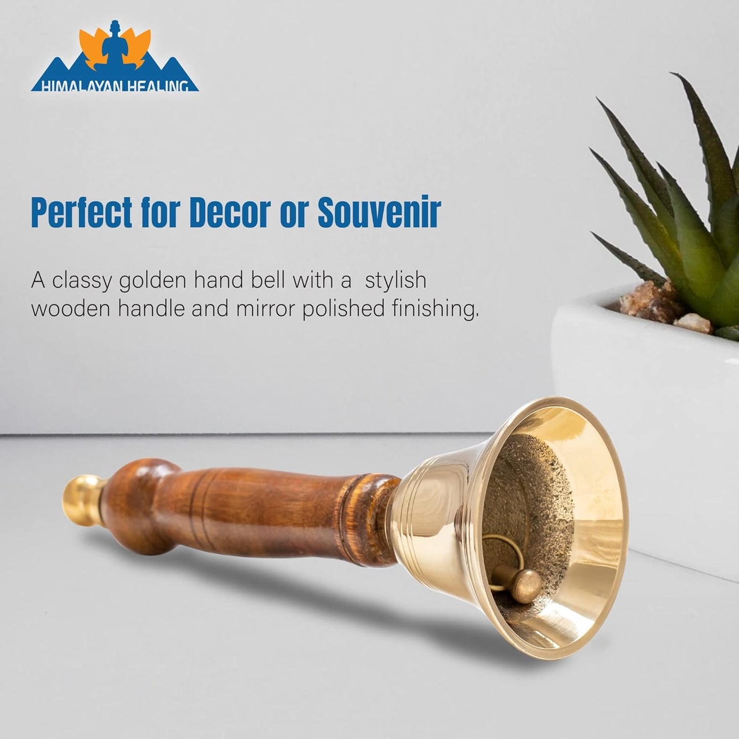 Hand Bell - Call Bell Perfect for Wedding Bell,Games Bell, Schools Bell, Reception Desks and Religious Ceremonies, and Events - Handcrafted in India (3.12 Inch Diameter, 7 Inch Height)