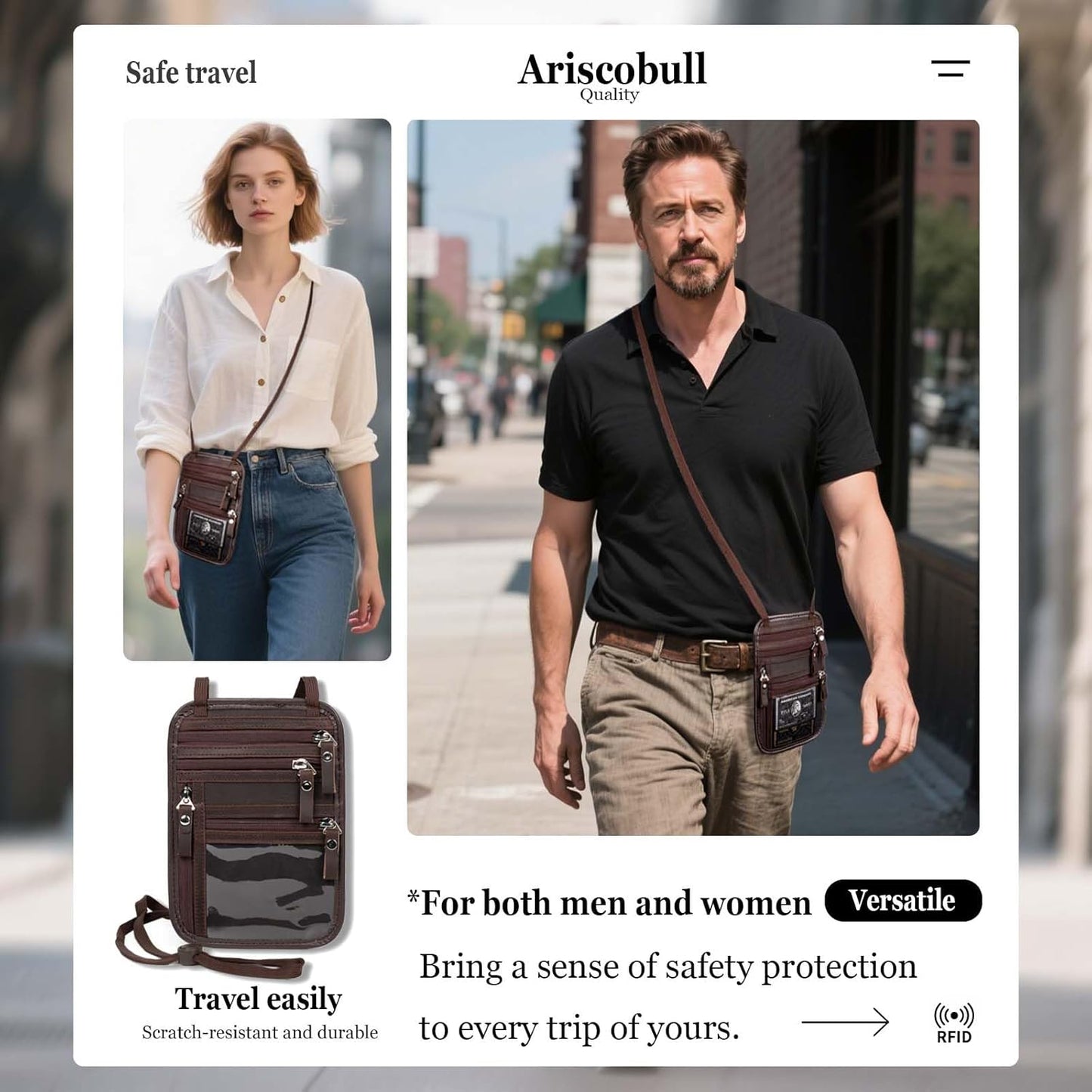 Neck Wallet - Rfid Wallet Women - passport holder for travel - Travel Wallet Passport Holder For Travel Women - 10.3x6.8inch (Dark Coffe)