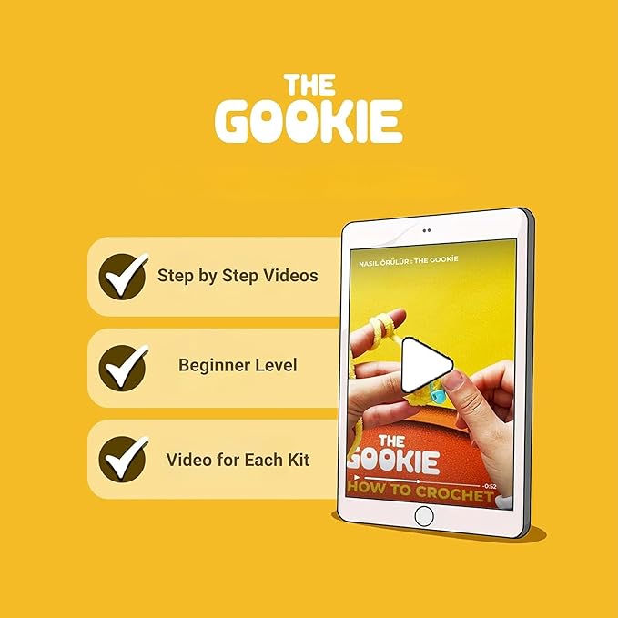 THE GOOKIE Amigurumi Crochet Kit for Beginners – DIY Crochet Kit with Yarn, Hook, Eyes & Stuffing – Easy Starter Set with Video Tutorials – Cute Plush Toy Craft Gift for Kids, Teens & Adults (Bee)