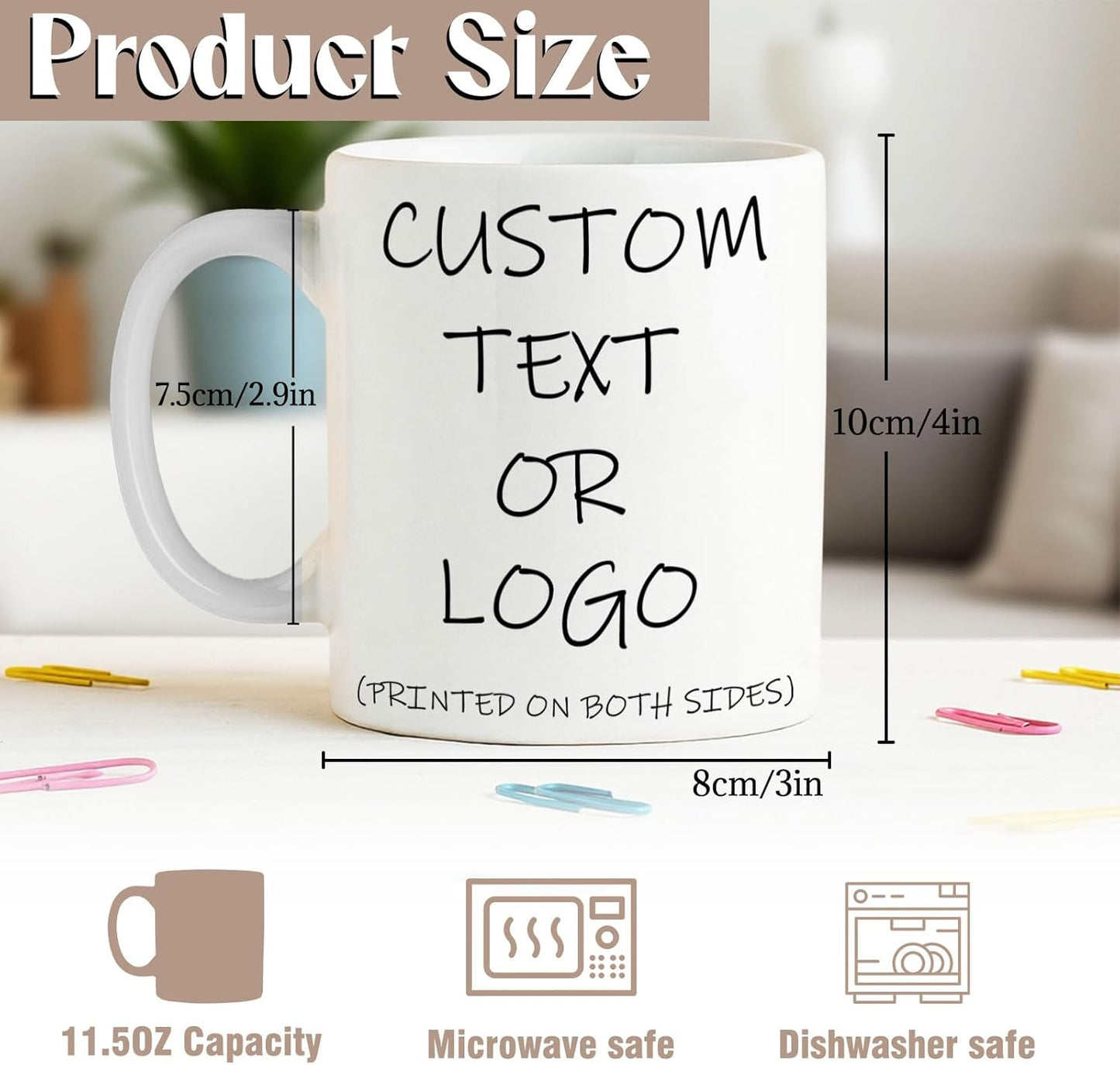 Custom Photo & Text Mug Add Personalized Text, Upload Your Image Personalized 11.5oz Mug Choose From Various Designs The Suitable Gift for Parents (C01 TEXT)