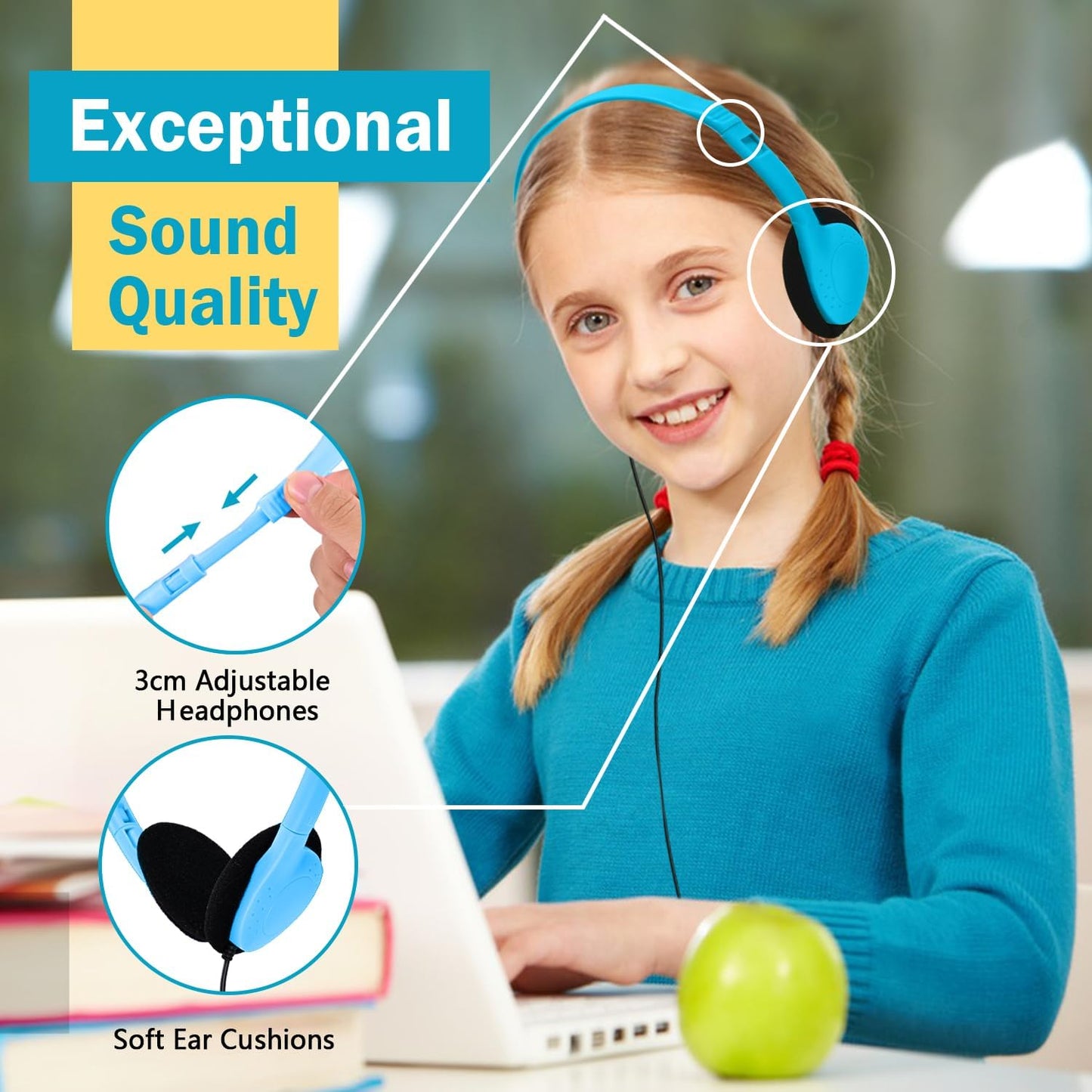 Kids Headphones Bulk 20 Pack for School Classroom Students Children Toddler Boys Girls Teen Adults