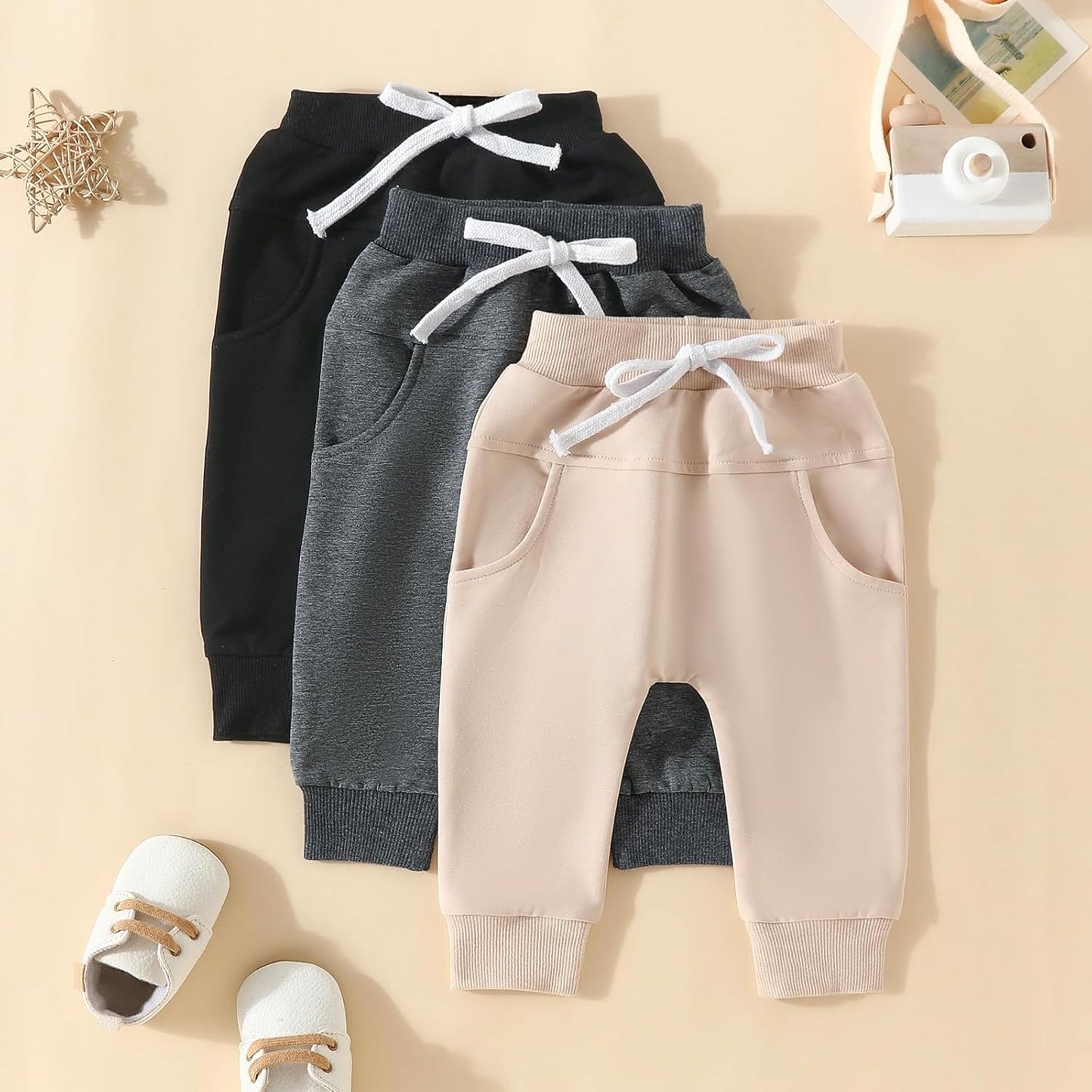 Baby Pants Toddler Infant Newborn Baby Boy Girl Sweatpants Long Joggers Pants Unisex Boy 's Clothing 3 Pack