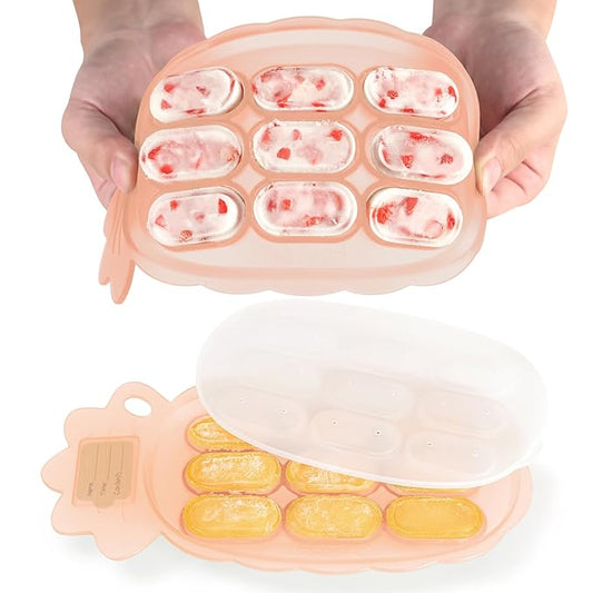 Haakaa Silicone Nibble Freezer Tray -Breastmilk Teething Popsicle Mold - Baby Fruit Food Feeder Teether Tray - Baby Food Maker - Ice Cube Tray - 4 Months+ Babies - BPA Free - Blush