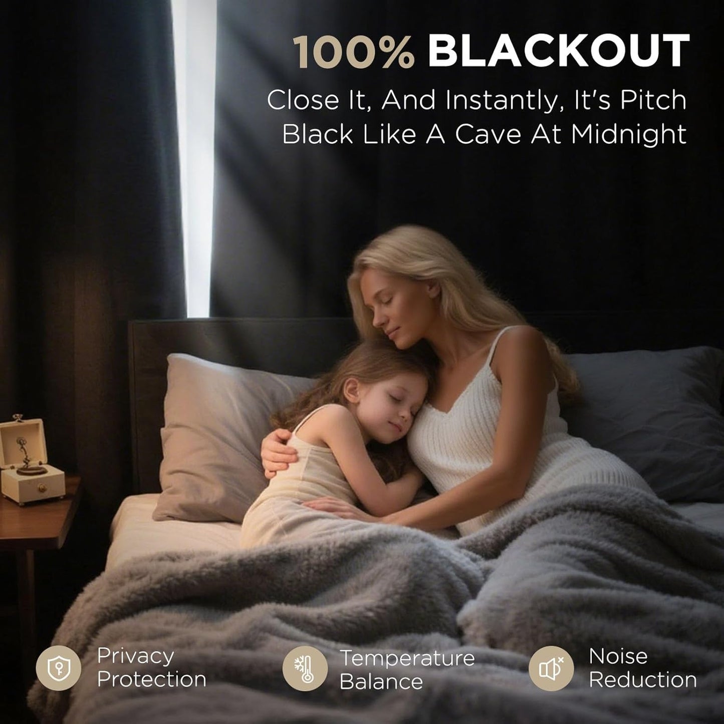 Joydeco Blackout Curtains 120 Inches Long 2 Panels Burg, Room Darkening Curtains for Bedroom, 100% Black Out Textured Thermal Drapes Privacy Protection 2 Panels Set(W52 x L120 Inch, Greyish White)