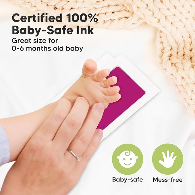 4-Pack Inkless Baby Hand and Footprint Kit - Mess Free Ink Pad for Newborn Keepsake, Dog Nose & Paw Print Kit, Clean Touch Ink Pad for Baby Hand & Footprints, Ideal New Mom Gifts (Holidays)