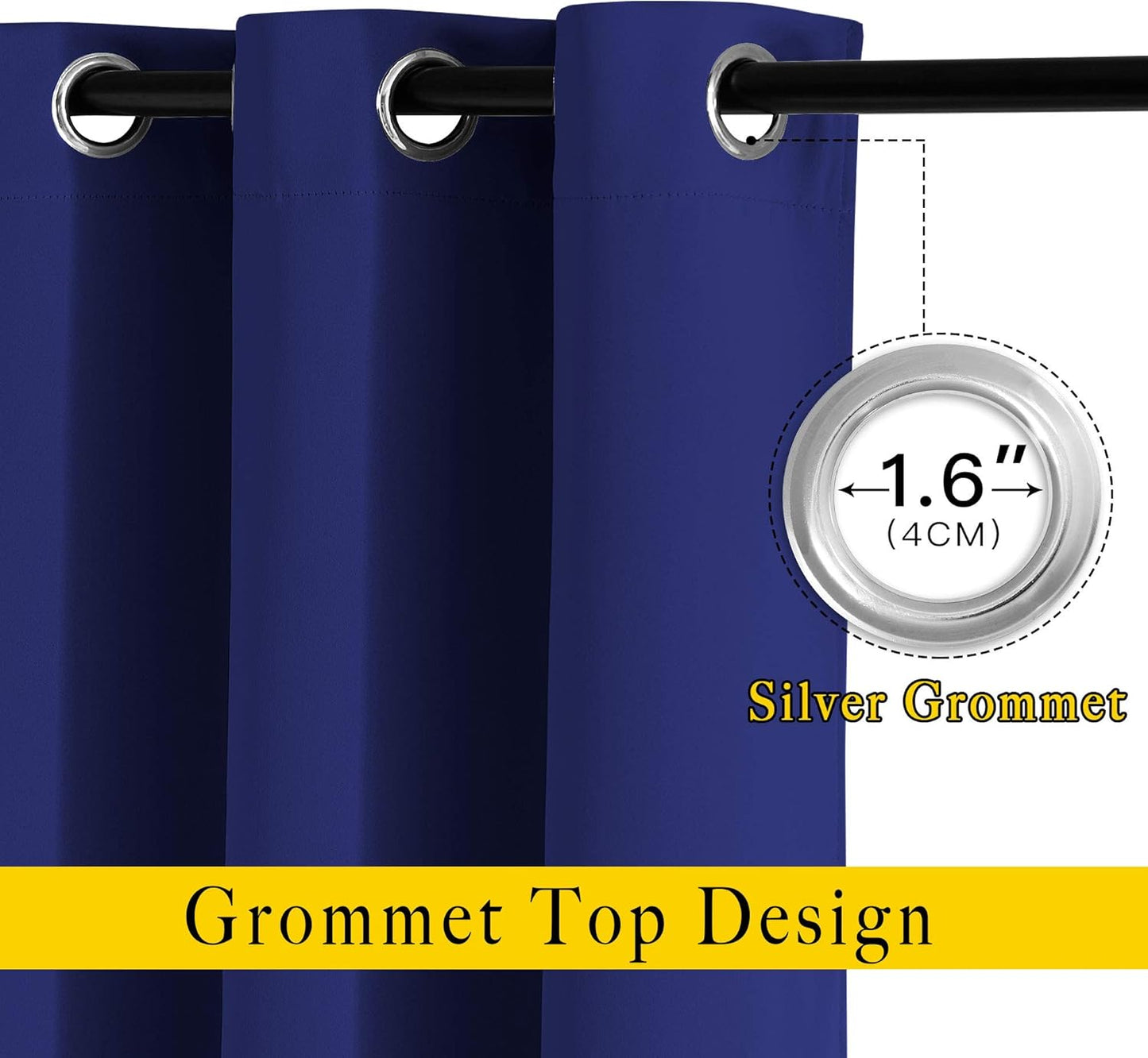 NICETOWN Blackout Living Room Curtains Extra Wide, Triple Weave Grommet Top Thermal Insulated Window Treatment Light Blocking Panels for Patio/Porch (Navy Blue, W80 x L84, Set of 2)