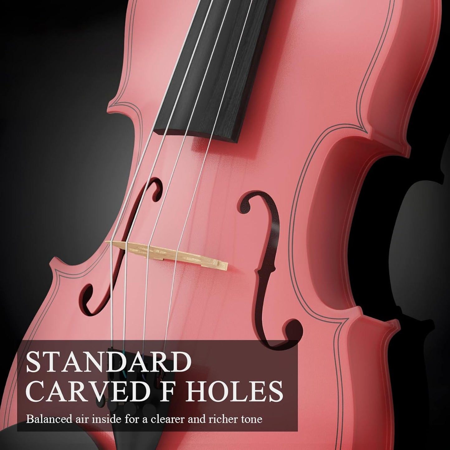 1/2 Violin Kit, Beginner Violin for Kids, Students, Complete Kids Violins Set with Case, Bow, Rosin, Ideal for Kids Violins Beginner Ages 5-9, Rose Pink