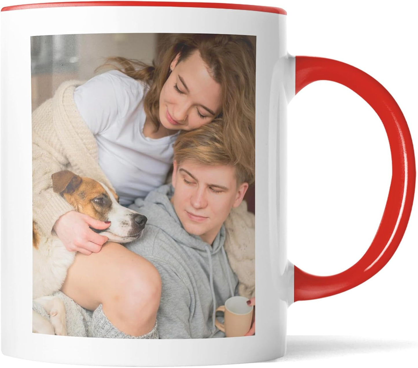 Custom Mug Upload Your Picture Personalized Coffee Mug with Photo Text Name Customized Cup Unique Ideas Gifts for Men Women Mom Dad Girlfriend Boyfriend Friend Family (Red, 11oz)