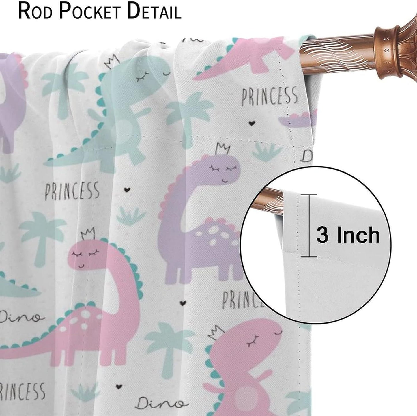 Kids Dinosaur Curtains for Boys Girls Bedroom Decor Cartoon Dino Colorful Cute Funny Animal Wildlife Printed Blackout Rod Pocket Window Drapes for Baby Nursery Playroom W26xL84in 2 Panels