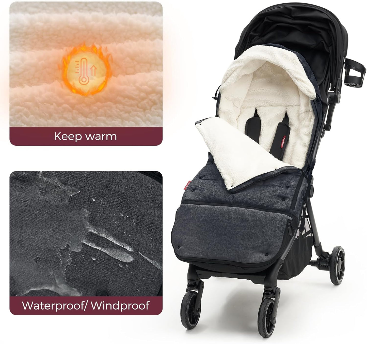Momcozy Stroller Footmuff | Universal, Weather-Proof, Warm Stroller Bunting Bag | Extendable Winter Cover | Adjustable Buckle