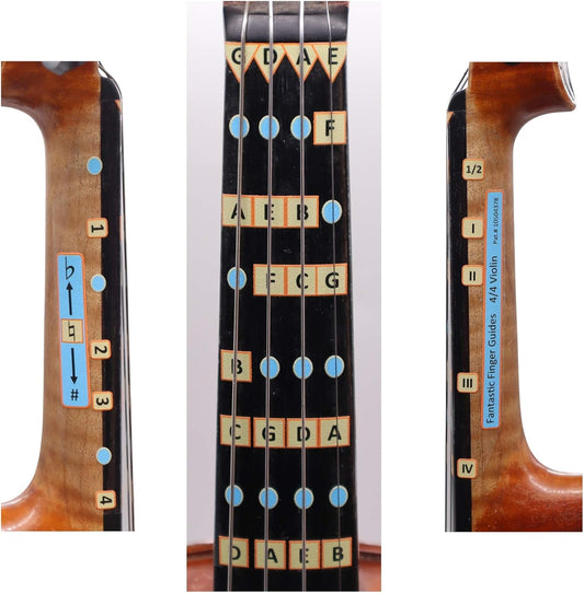 Fantastic Finger Guide for Violins Kids/Adult Beginner | Stringed Musical Instruments | Fingerboard and Fretboard Stickers for Learning All Notes | Play or Fiddle (3/4)