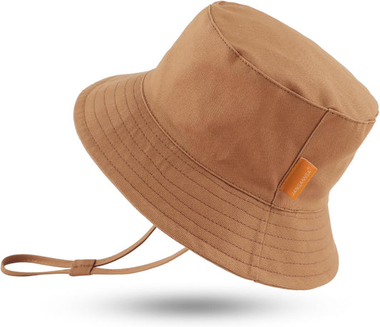 JANGANNSA Cotton Baby Sun Hat Infant Toddler Boys Girls Bucket Hats Summer Sun Protection Kids Beach Caps