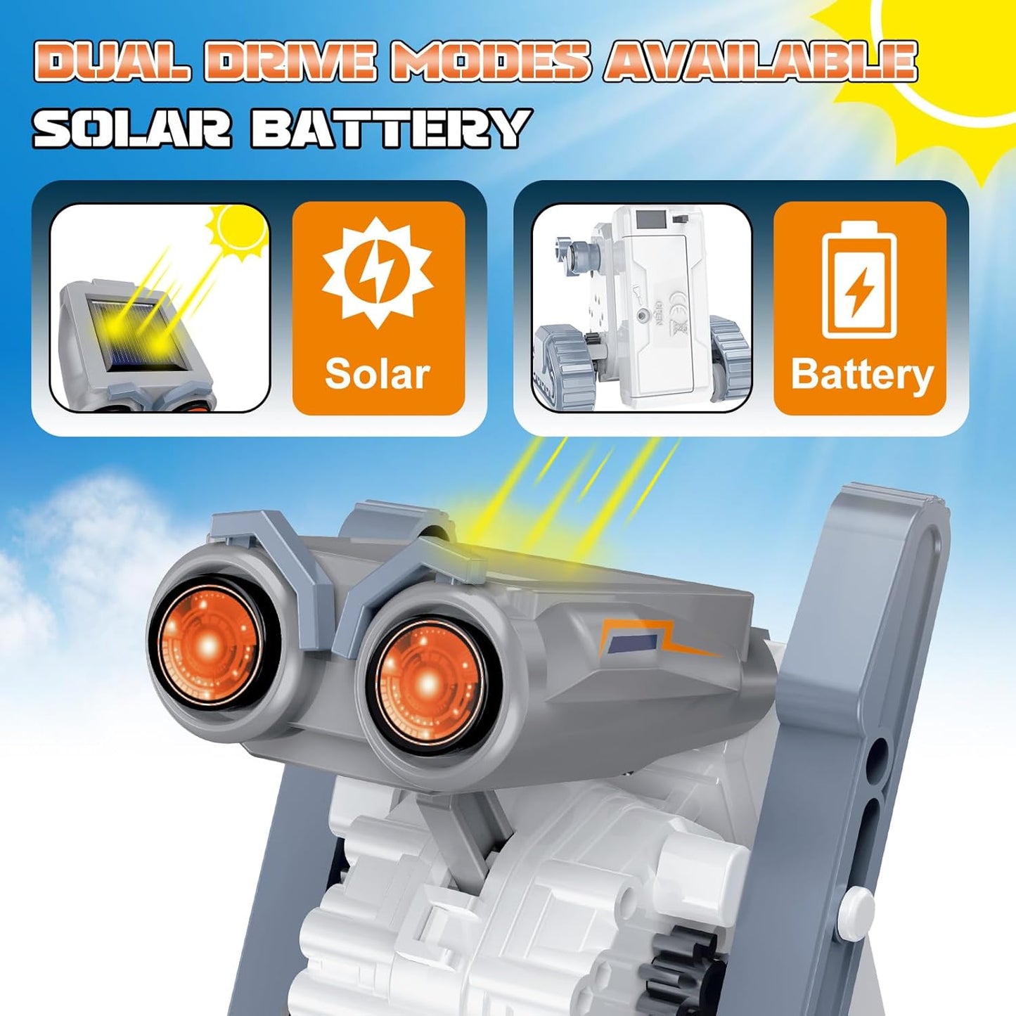 21 in-1 Solar Robot Building Kit STEM Gift for Boys Aged 8-13, DIY Educational Science Robotics Toy Battery Solar Powered STEM Building Toy Set with 210 Pieces